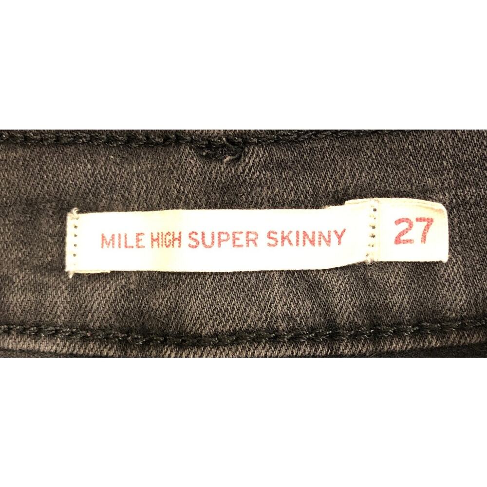 Levi's Black Mile High Super Skinny Thrashed Ankle Jeans Womens Sz 27 - Picture 6 of 8